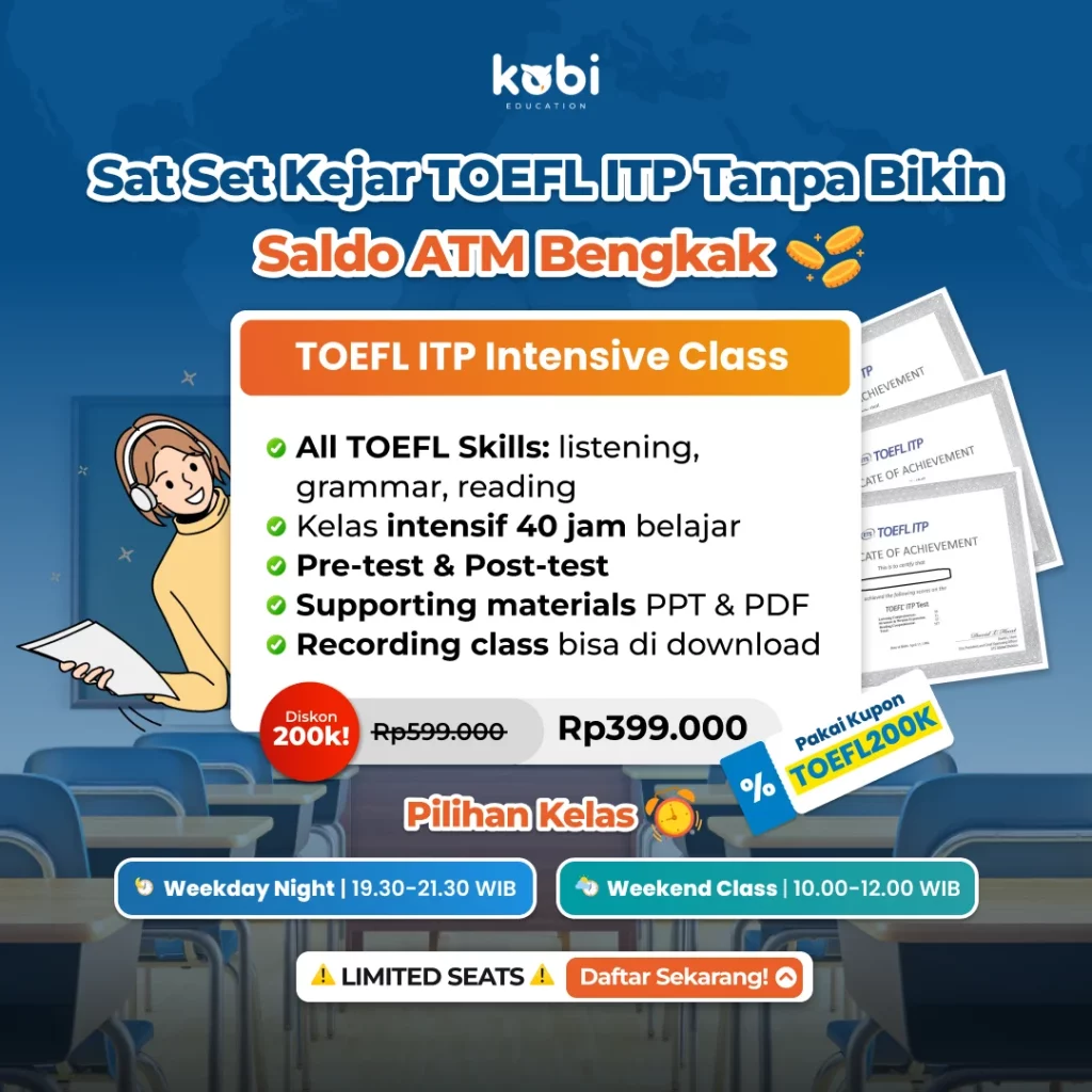 kobi education-mitos beasiswa lpdp-gambar poster toefl itp untuk artikel mitos lpdp