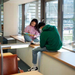 kobi education-seoul national university-gambar dua pelajar dari salah satu universitas di korea selatan sedang belajar bersama