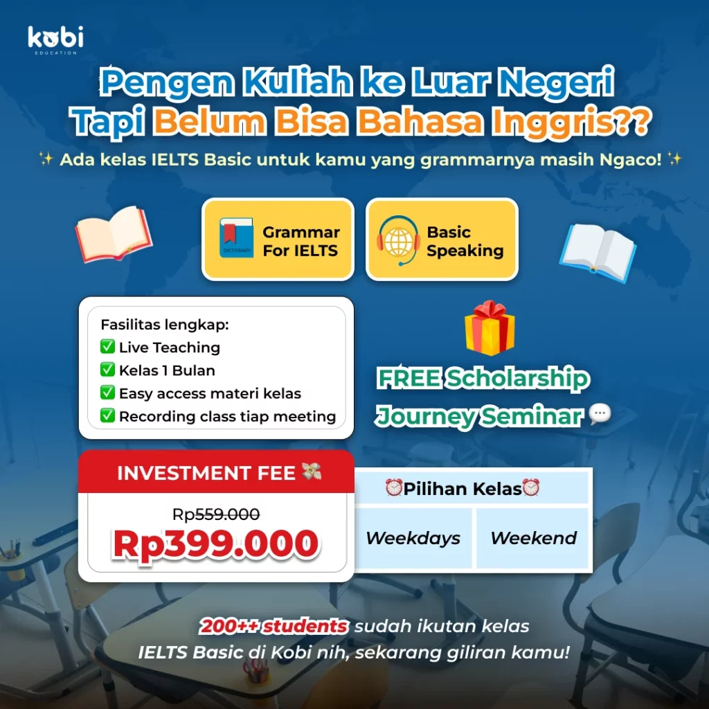 kobi education-belajar bahasa inggris otodidak-gambar poster kelas basic english kobi