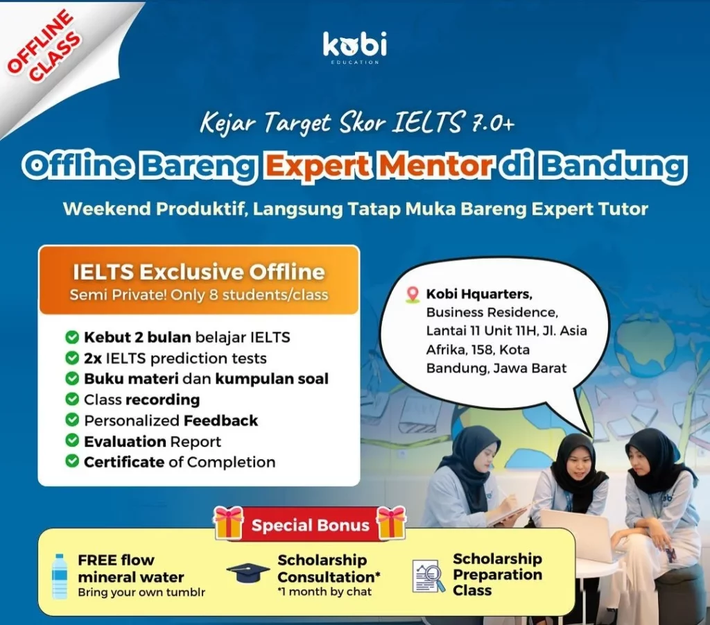 kobi education-kursus bahasa inggris di jakarta-gambar promo kelas ielts offline terbaru untuk di jakarta