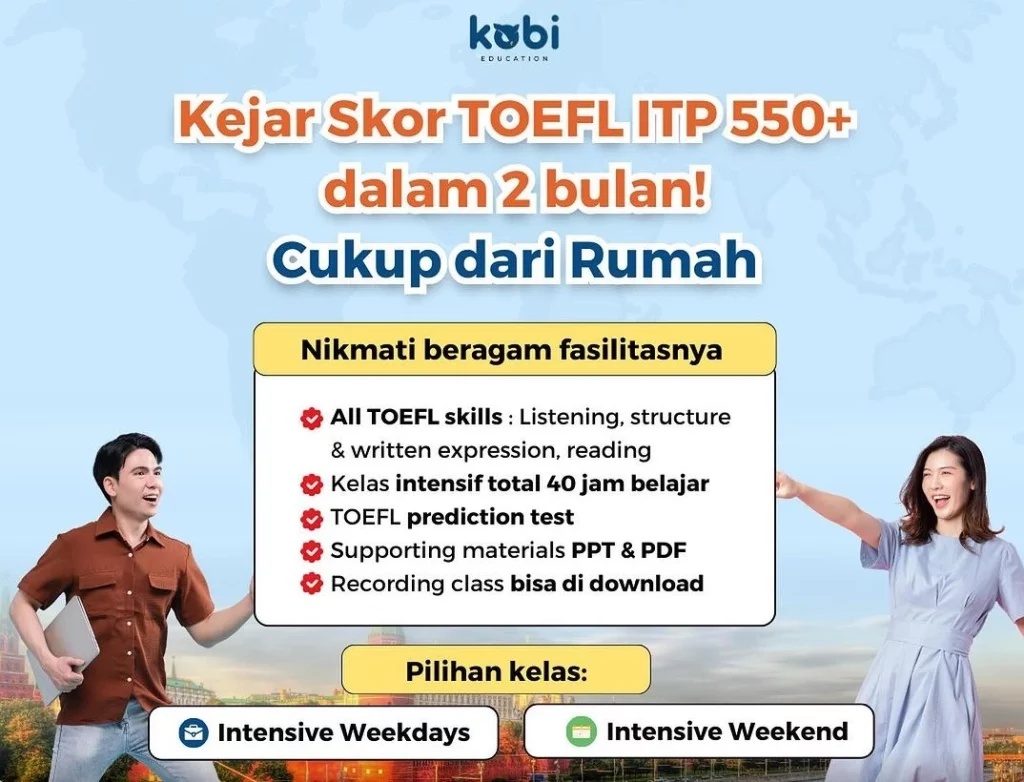 kobi education-perbedaan toefl ibt dan itp-gambar poster kelas toefl itp untuk artikel perbedaan