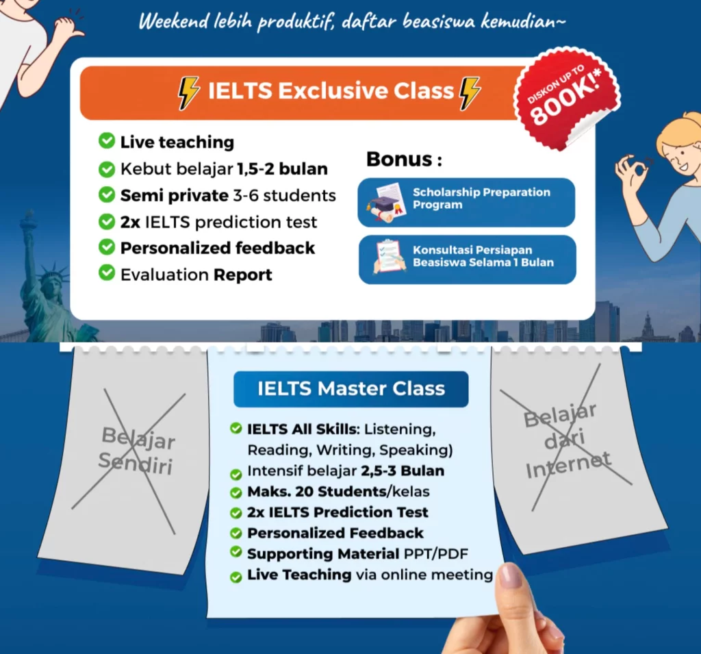 kobi education-perbedaan ielts academic dan general-gambar poster untuk kelas ielts exclusive dan master