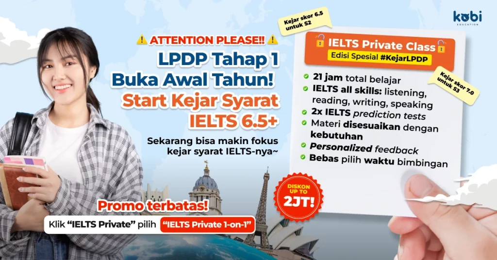 kobi education-syarat beasiswa lpdp s2 luar negeri-gambar poster ielts private untuk artikel syarat lpdp