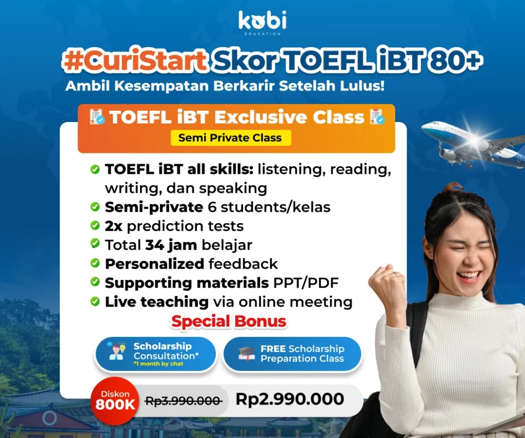 kobi education-universitas asia-gambar poster kelas toefl ibt untuk artikel universitas negara asia yang menerima toefl ibt