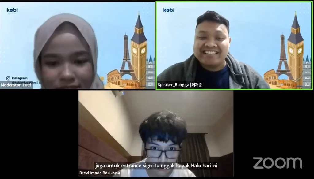 kobi education-webinar stipendium-gambar tiga pembicara dalam satu screenshot