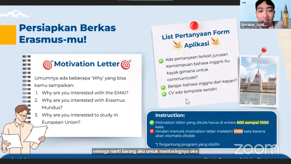 kobi education-webinar erasmus-gambar penjelasan persiapan berkas erasmus