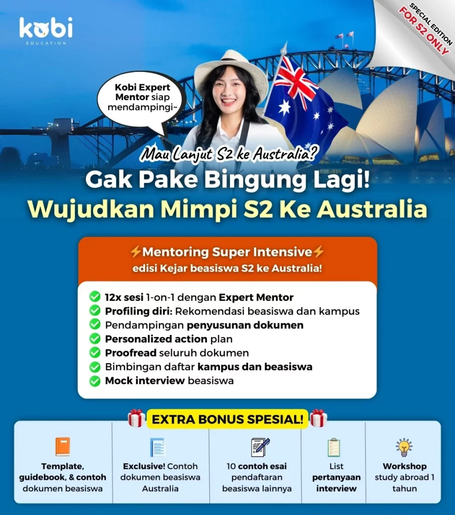 kobi education-biaya kuliah s2 di australia-gambar poster mentoring aas untuk artikel mengenai biaya kuliah s2 buat di negara australia