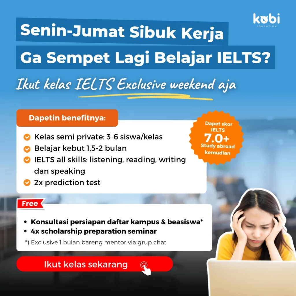 kobi education-tips manajemen waktu belajar ielts-gambar poster exclusive class untuk artikel manajemen waktu