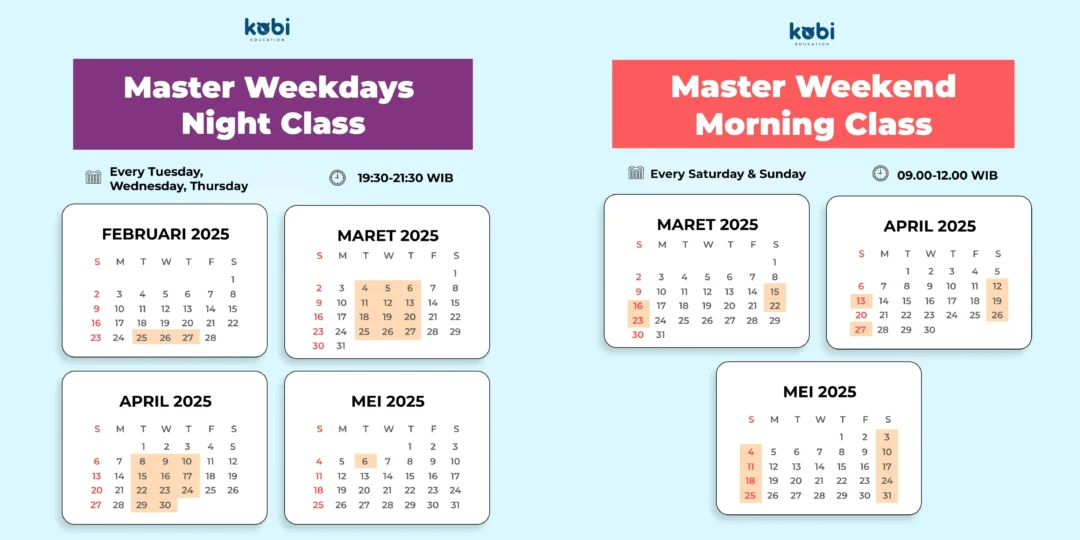 kobi education-kelas ielts master-gambar jadwal kelas ielts master weekend night dan morning class