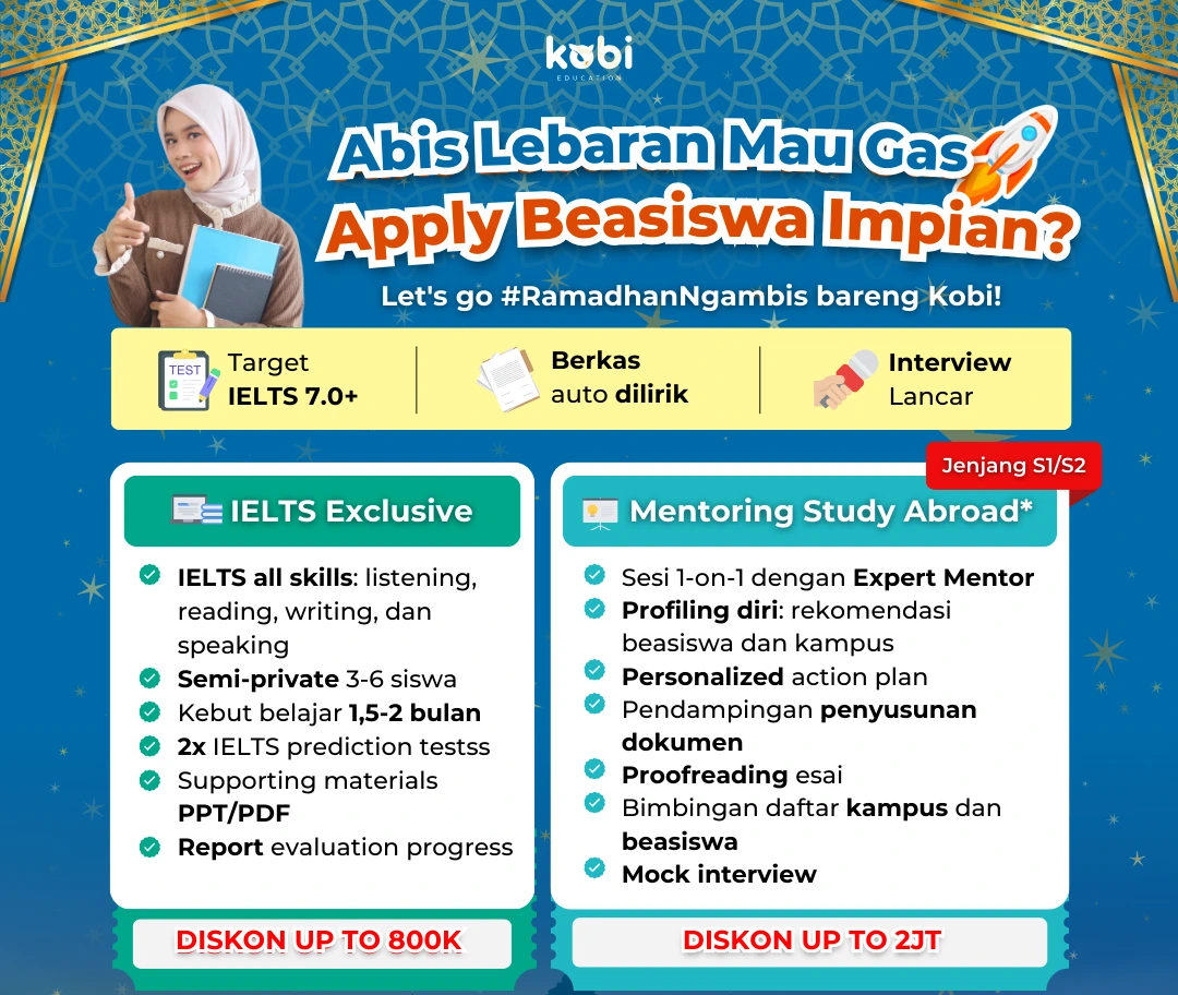 kobi education-beasiswa ewha global partnership program-gambar poster ielts plus mentoring buat artikel beasiswa ewha di masa ramadan