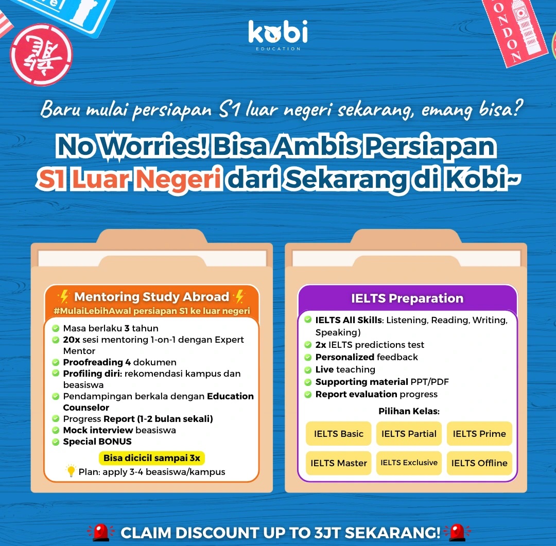 kobi education-strategi gap year-gambar poster untuk mentoring s1 buat artikel strategi gap year dalam mendapatkan beasiswa s1