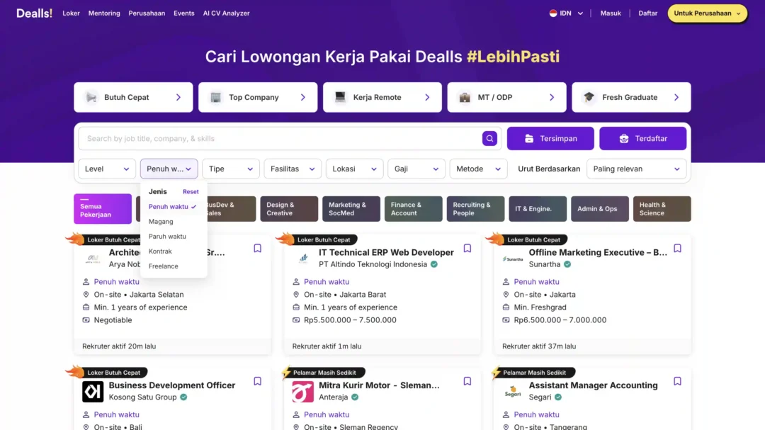 kobi education-cara kerja di jepang-gambar bagian homepage dari website dealls