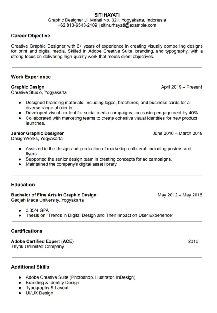 kobi education-contoh cv bahasa inggris-gambar contoh cv pertama dari dealls